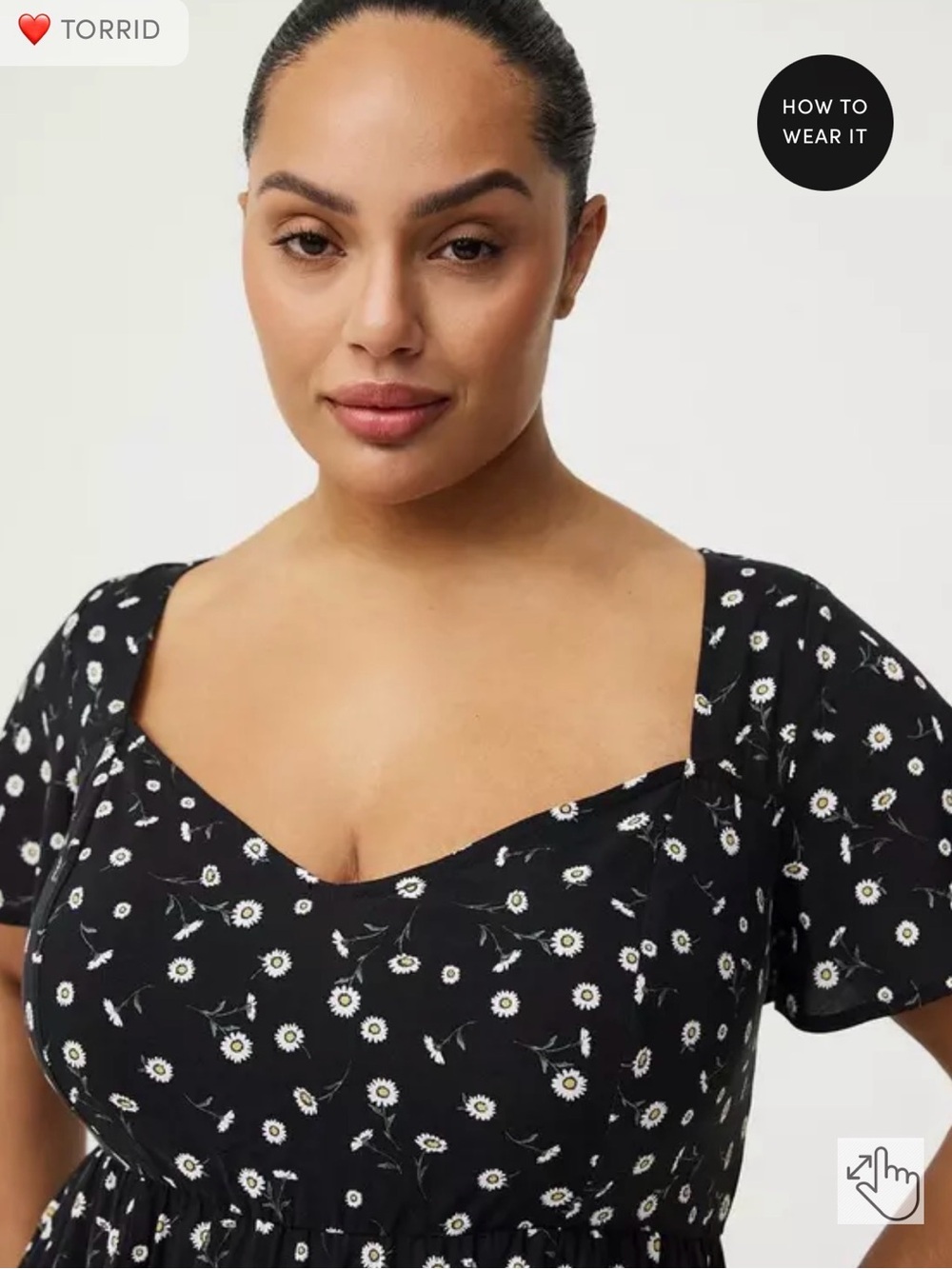 NWT Torrid Sweetheart Flutter Sleeve Mini Dress Dainty Daisy Floral Black 1X 16 - Picture 4 of 14